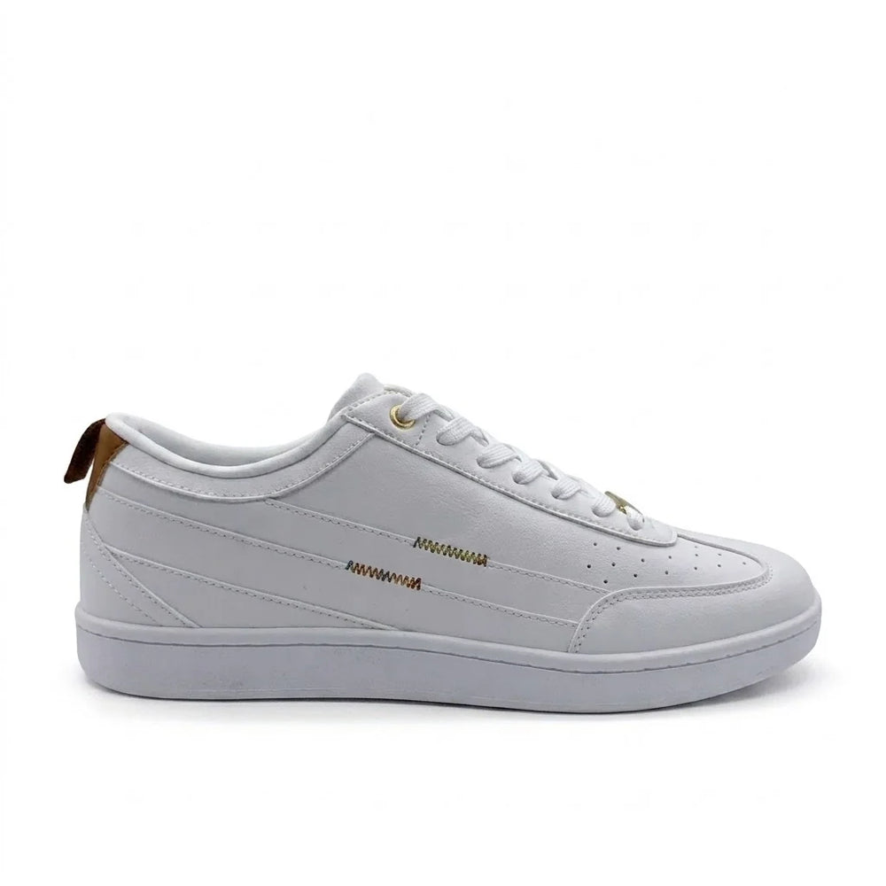 Atlanta Sneakers Club - Minimalist White Leather Skate Sneakers – Low-Top Lace-Up Casual Shoes