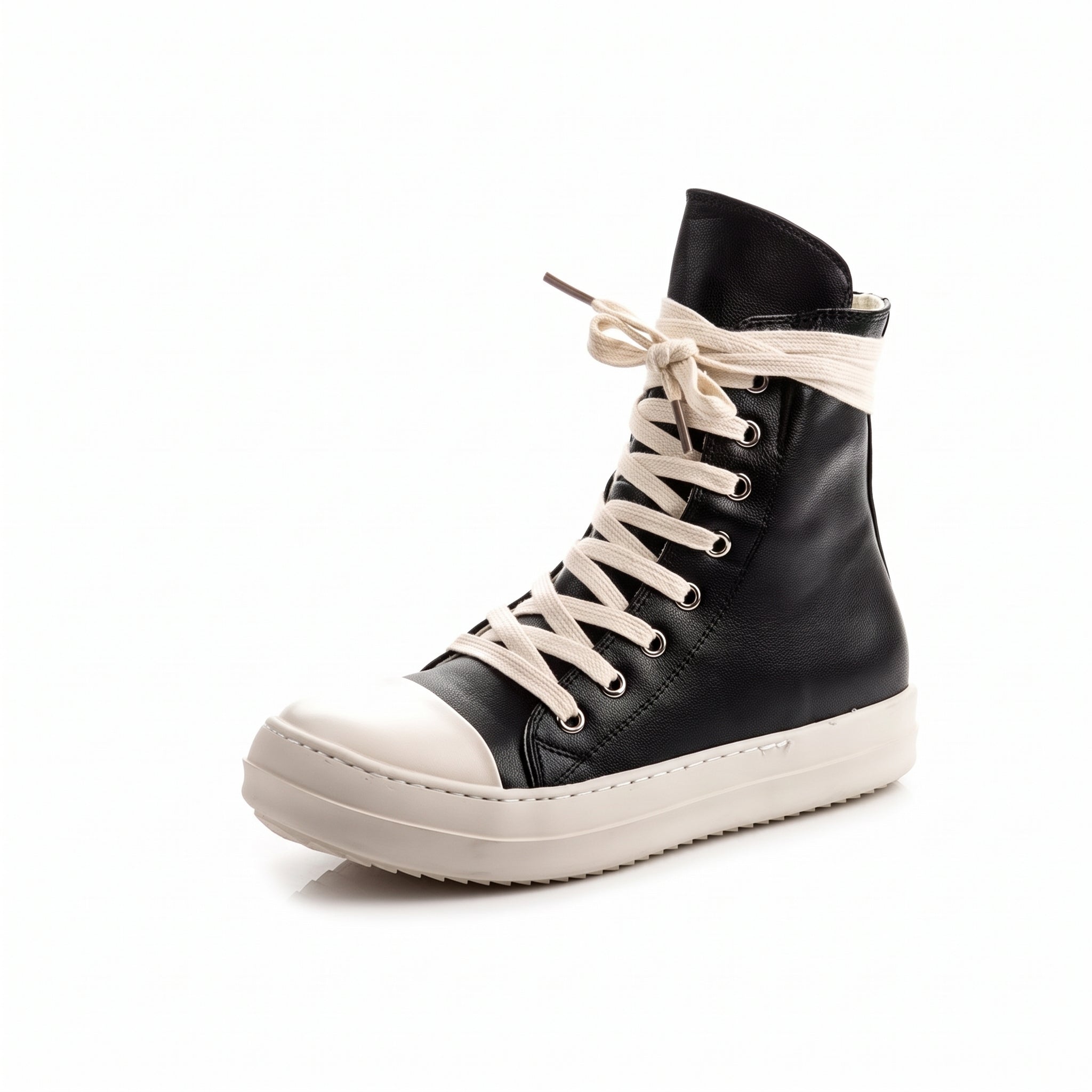 Atlanta Sneakers Club Women's Black PU Leather Sneakers – Lace-Up Flat Casual Walking Shoes, Water-Resistant